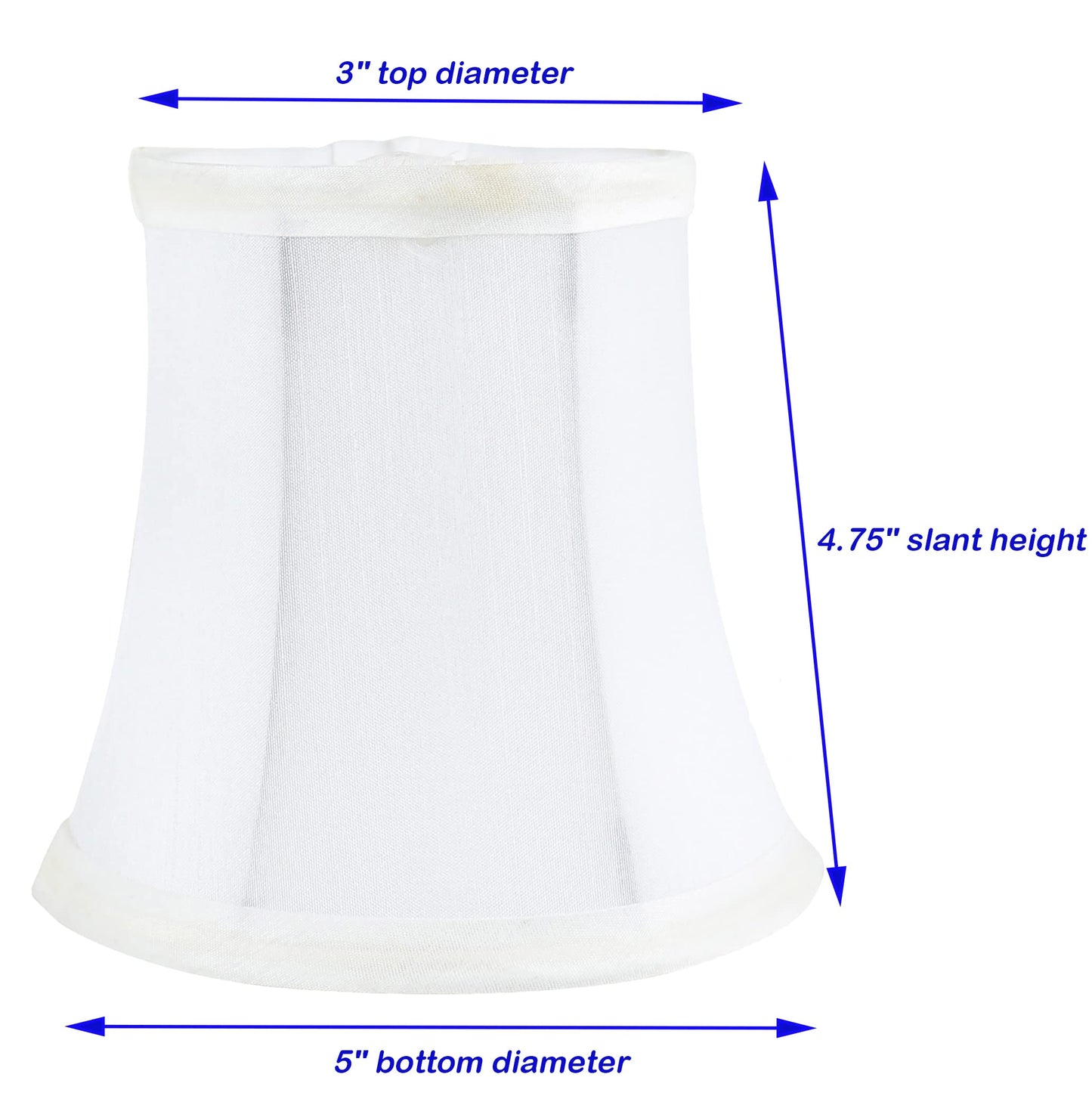 MERIVILLE Set of 6 Off White Faux Silk Chandelier Lamp Shades, Softback Bell Shape, Clip-On Fitter for Candelabra Bulbs, 3.5in x 5in