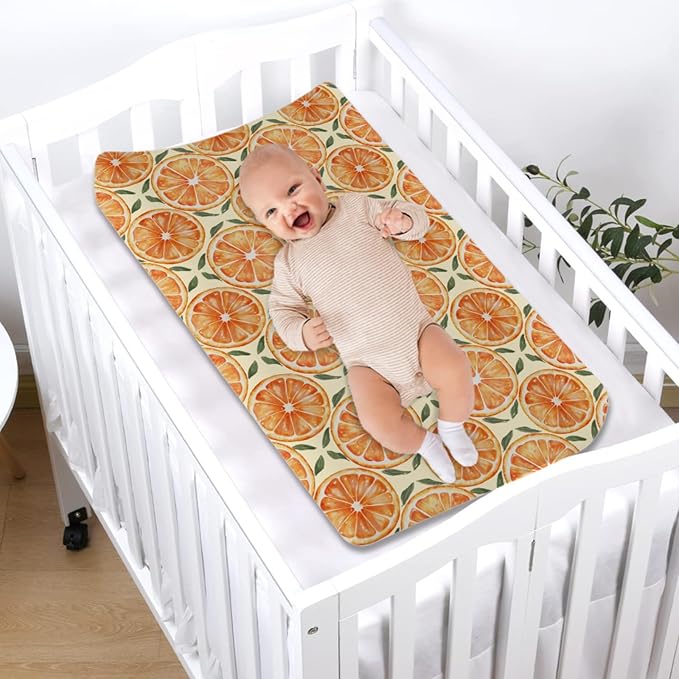 Cute Orange Sweet Baby Changing Pad Covers for Boy Girl 32''x16'' Orange Cream Party Fitted Diaper Change Table Mats Summer Tropical Fruits Soft Breathable Nursery Baby Cradle & Bassinet Sheets