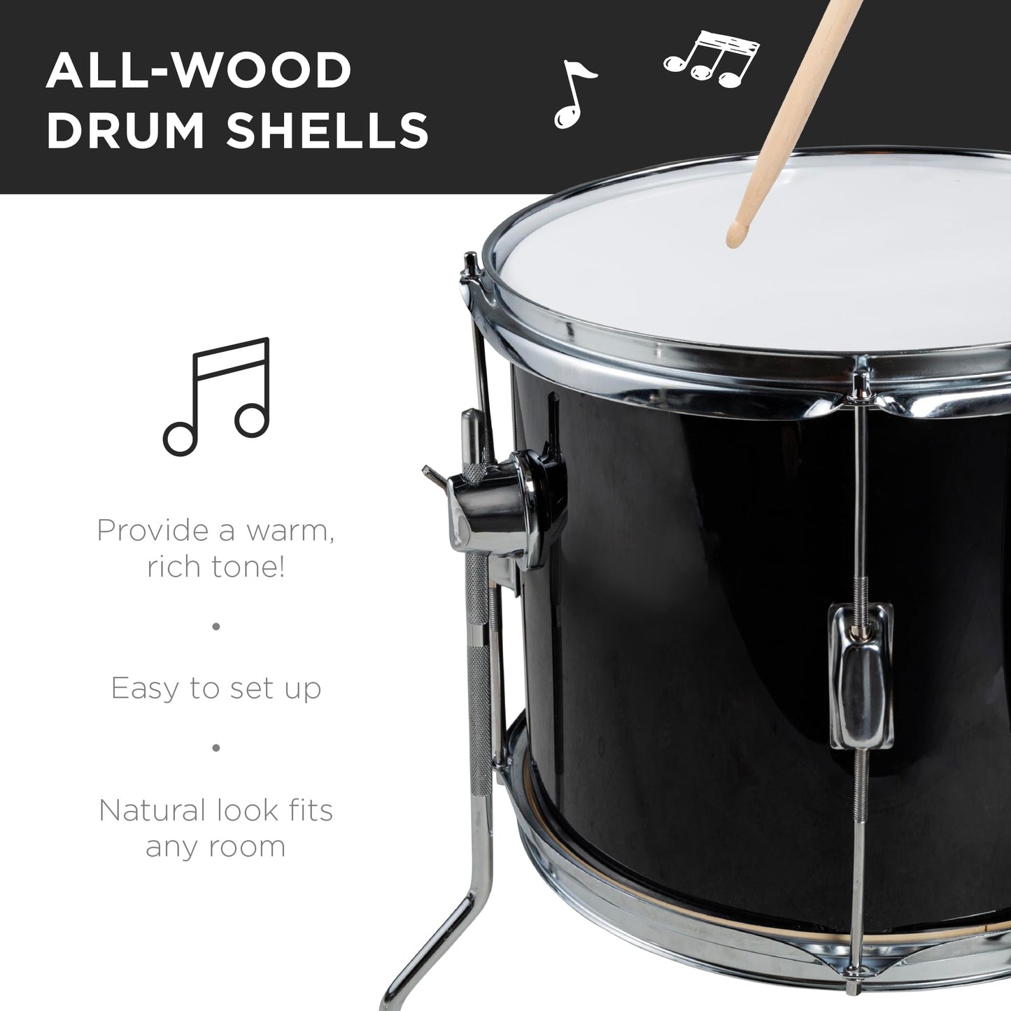 Best Choice Products Kids 5-Piece Beginner Drum Set Junior Kit, Starter Percussion W/Cymbals, Pedal, Drumsticks, Stool, Toms, Sn