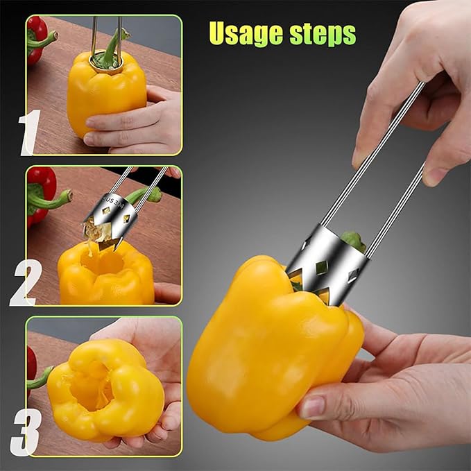 Red Bell Pepper Seed Corer, Upgraded T Shaped Vegetable and Fruit Corer Stainless Steel Tomato Apple Seed Remover Tool Practical Kitchen Gadget for Removing Fruit & Vegetable Cores (B 1pcs)
