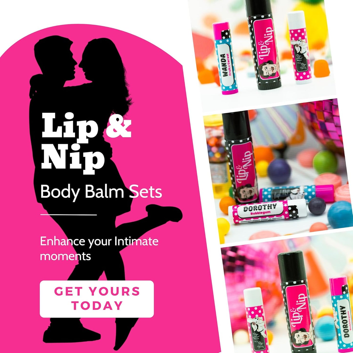 Fruity Cereal “Wanda” Flavored Balms | Flavored Hydrating Lip Balm, Nipple Balm, and Full Body Balm | Lip Balm & Moisturizer and Intimacy Enhancer - Pack of 3