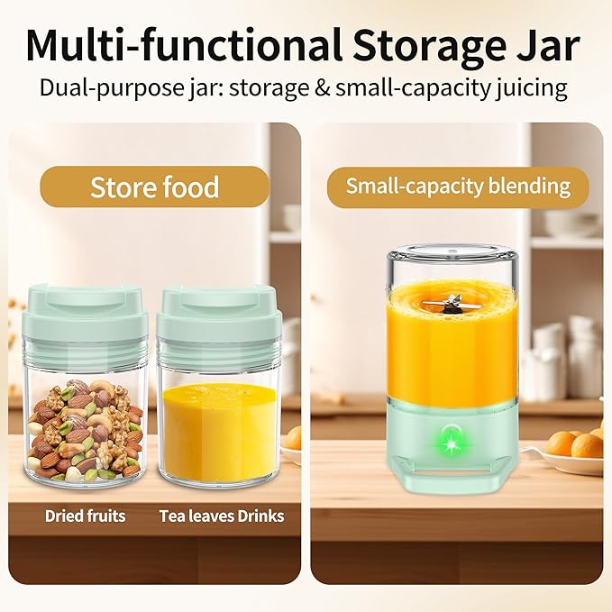 Portable Blender for Smoothies&Shakes 24oz Insulated Cup Cordless, Personal Small Licuadora Portatil With Stainless Steel Bottle, USB-C Rechargeable Travel Blender, BPA Free, for Juicing(Green)