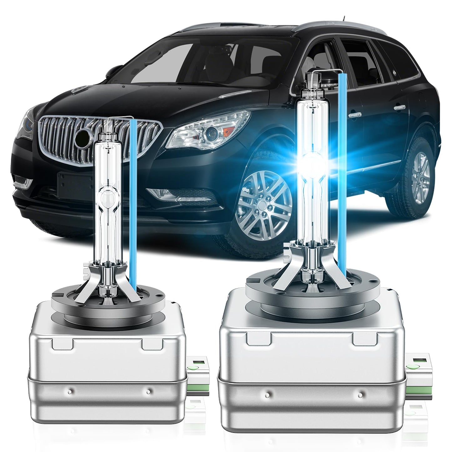 SENROBO D3S HID Xenon Headlight Bulbs, 8000K Blue White, Pack of 2, Compatible with Buick Enclave, Envision, LaCrosse, Regal