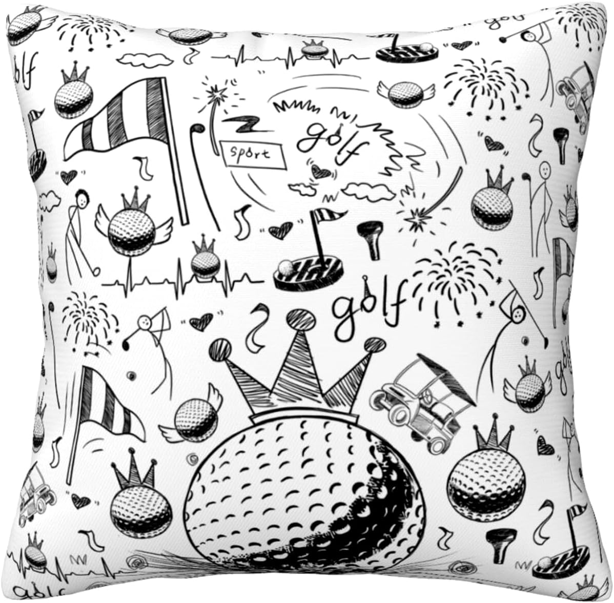 Golf Ball Throw Pillow Covers 18x18 Inch Sports Decor Theme Pillowcase Gifts for Boys Men Kids Teen Home Sofa Bed Decorative Pillow Case Golf Bedroom Decor(Cover Only)