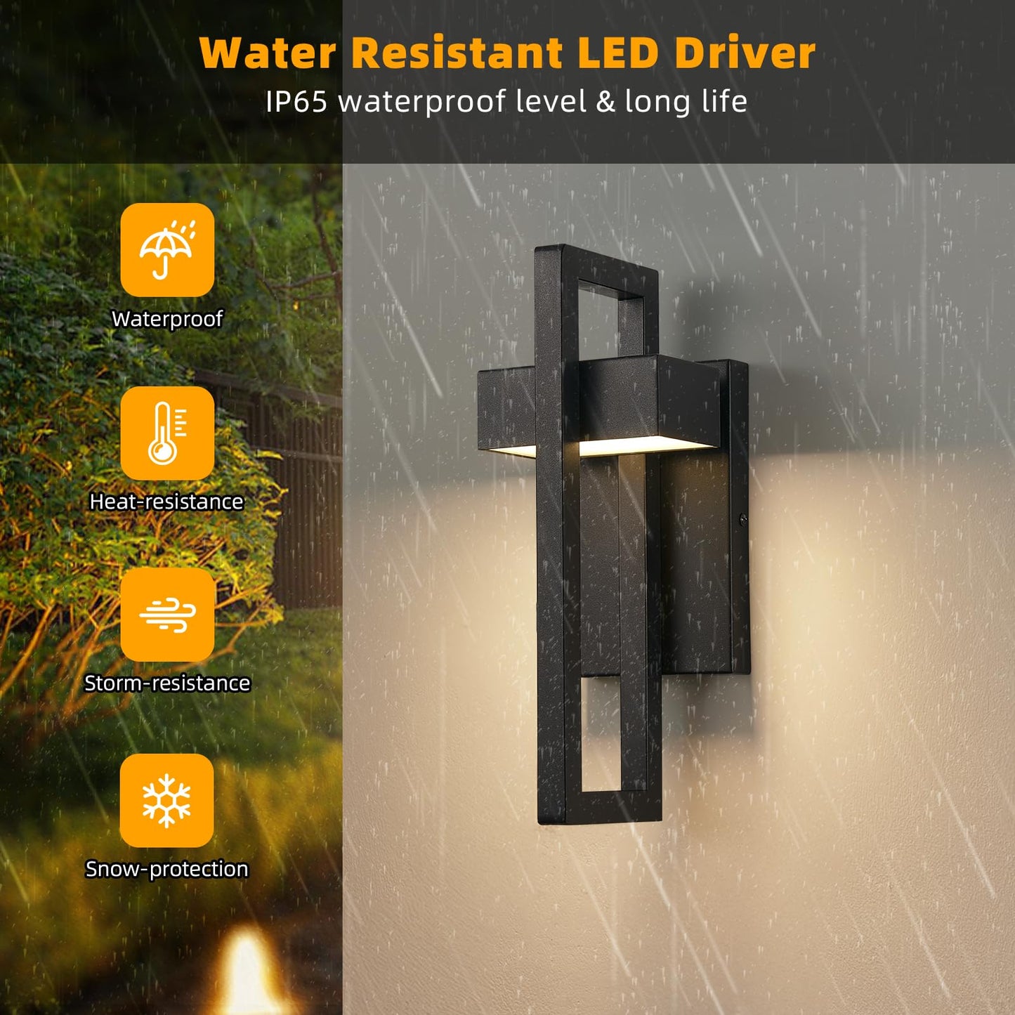 Tewei Led Outdoor Wall Sconce Modern Exterior Lighting Fixtures  Matte Black Outdoor Front Porch Lights Led Outside Wall Mount Lights For House  Hallway  Warm White 3000K  1 Pack