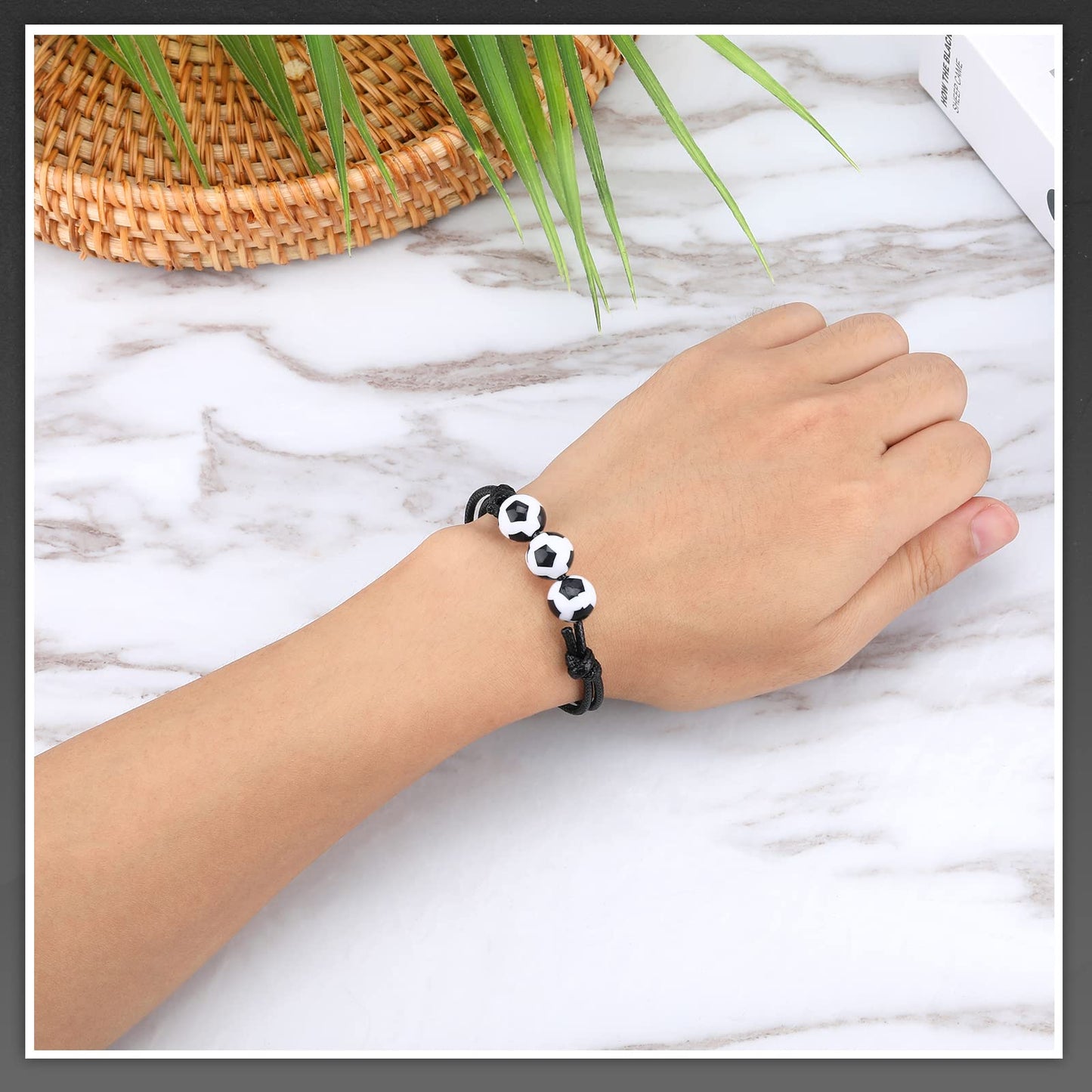 20 Pcs Soccer Charm Bracelets Soccer Party Favors Wristbands Soccer Beads Bracelet Adjustable Inspirational Sports Ball Accessor