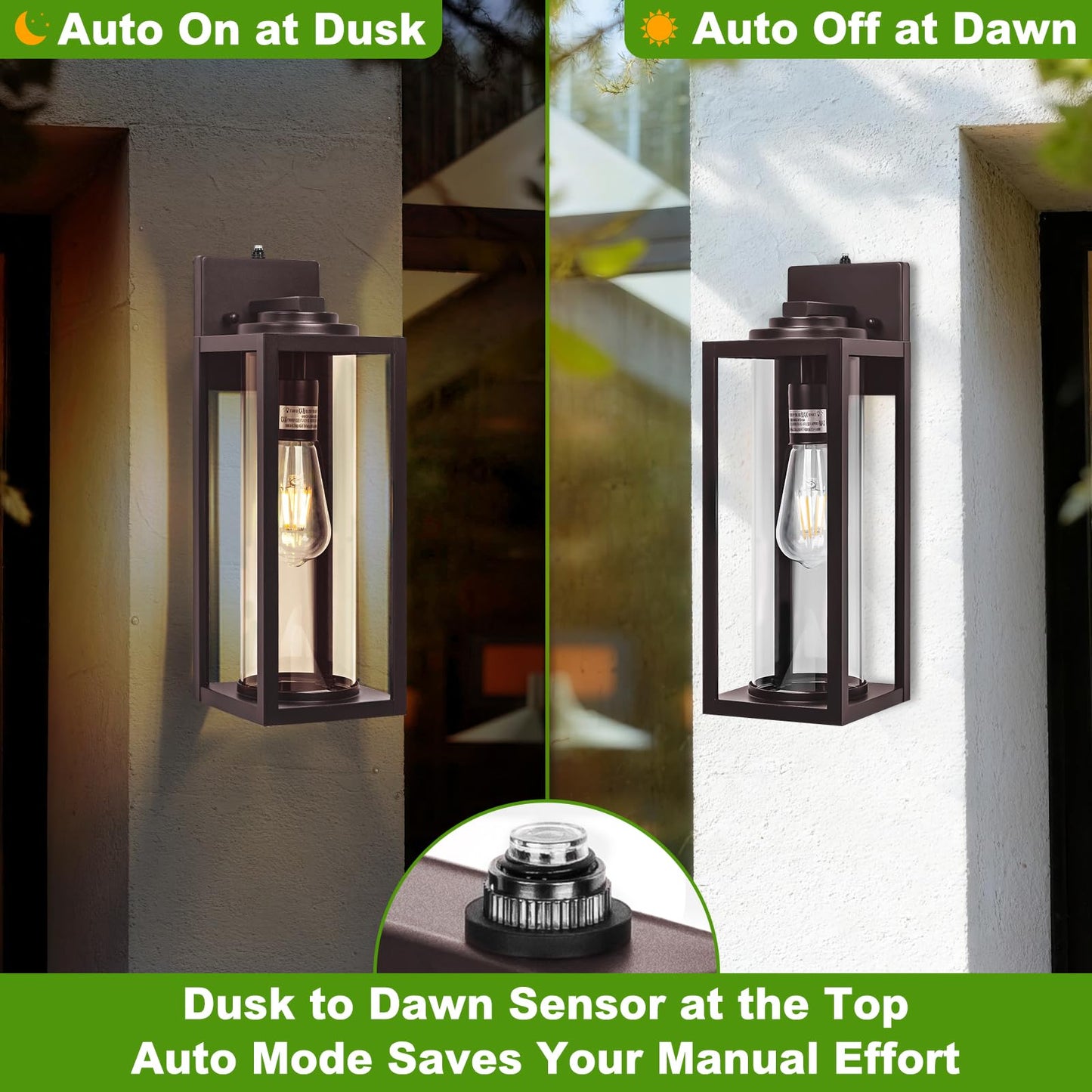 Filiyano 20Inch Dusk To Dawn Outdoor Wall Light Fixtures - 2 Packs Large Exterior Waterproof Outdoor Lighting  Modern Porch Sconces Wall Mounted Lighting  Industrial Outside Lantern For Front Door