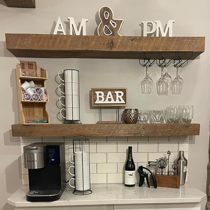 7 Inch Black Wine Glass Rack, Under Cabinet Stemware Holder, Hanging Stemware Holder for Cabinet Kitchen Bar, Set of 4