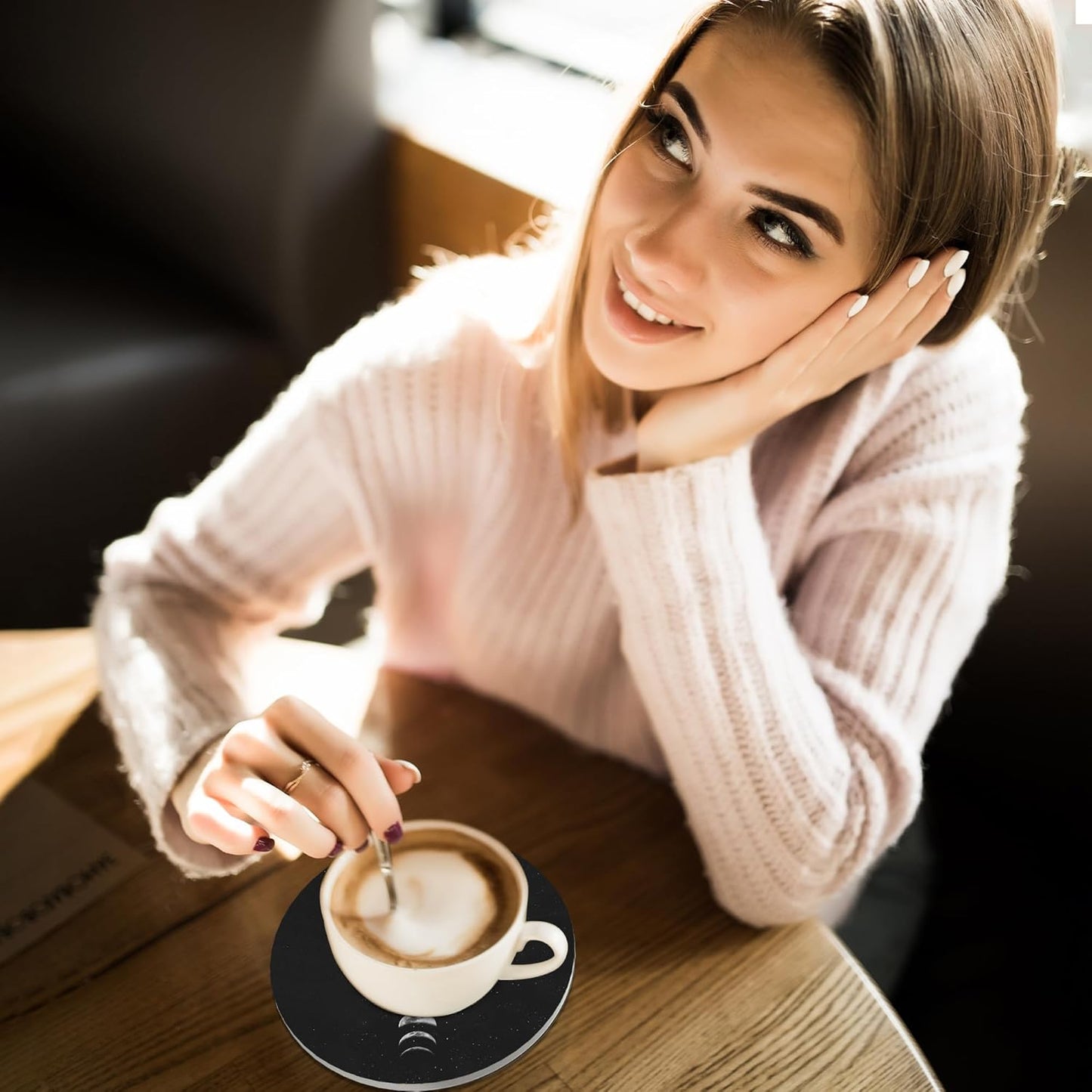 Coasters for Drinks,Set of 4 Absorbent Coasters,Moon Phases Ceramic Coasters with Cork Base,Cup Coaster for Coffee Table Protection,Gifts for Housewarming Birthday - Home and Dining Room Decor