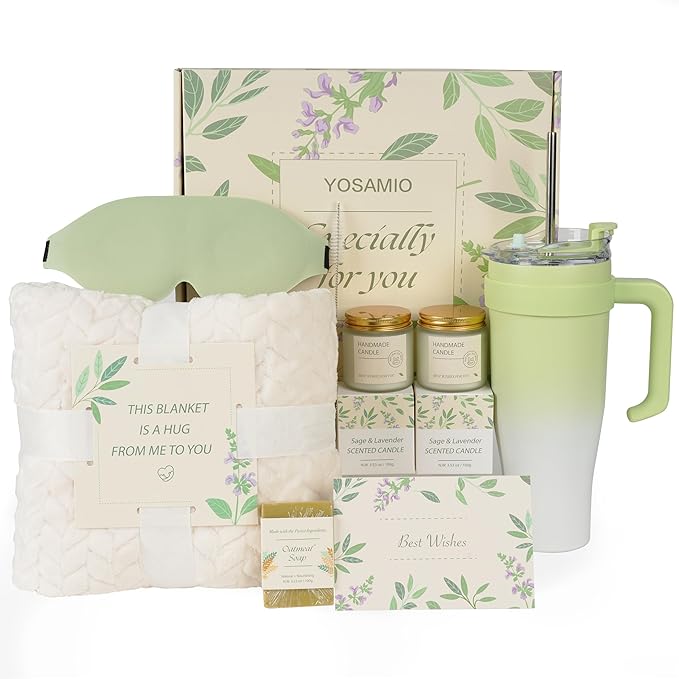 Get Well Soon Gifts for Women，Post Surgery Recovery Gifts with 40 OZ Tumbler & Flannel Blanket, Thinking of You Care Packa...
