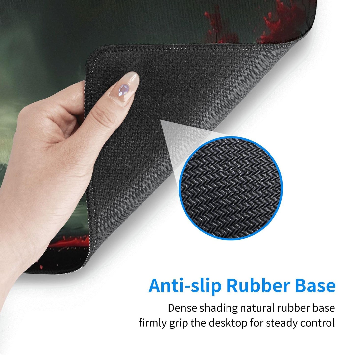 Extended Gaming Mouse Pad, Large Desk Mat XL Anime Mouse Pad Waterproof with Stitched Edges, Non-Slip Desktop Pad for Home and Office, Level Up Your 31.5x11.8 Inch (Red Moon)