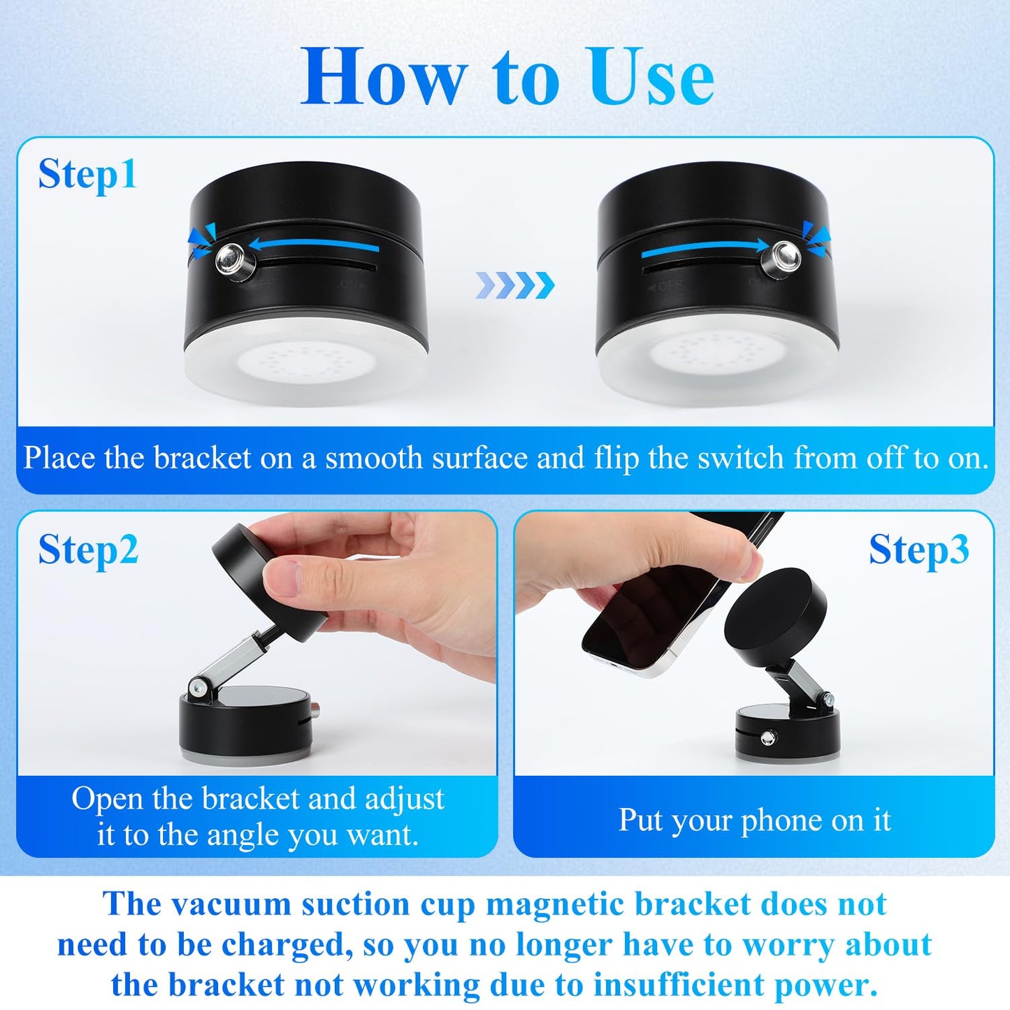 Kanroadi Vacuum Magnetic Suction Phone Holder, 2025 New Magnetic Suction Phone Mount, Foldable Portable Double-Sided Vacuum Magn