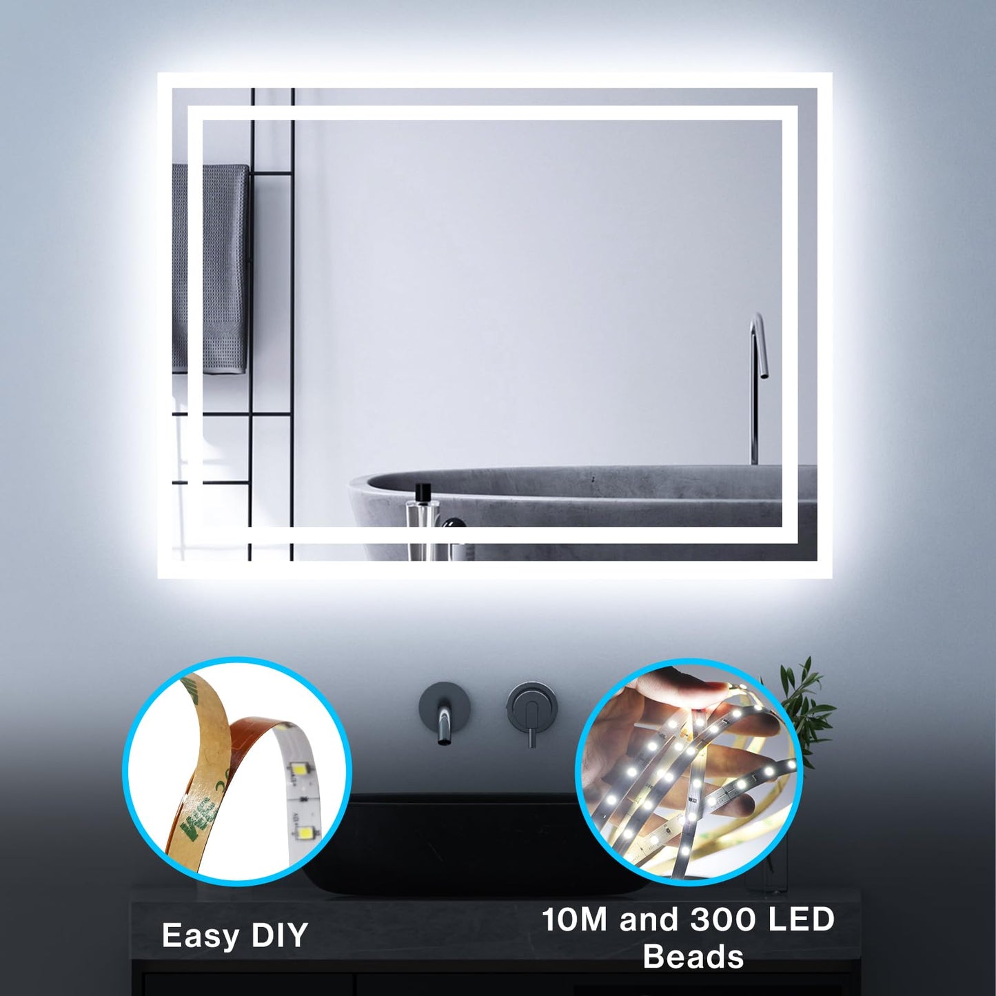 Olafus LED Strip Lights, 32.8ft Dimmable, 6000K Daylight White, 600 LEDs, Model LA-96DTDW-US01-N-BK, Plastic