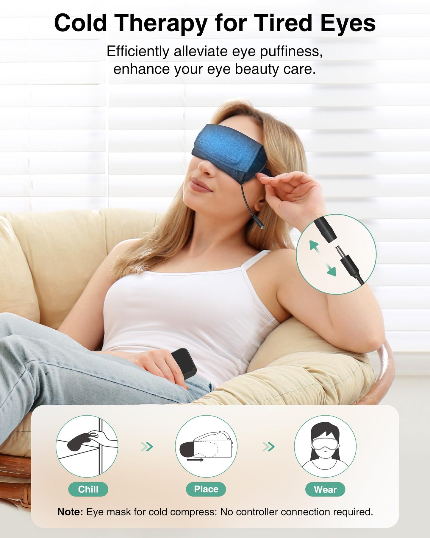 Heated Eye Mask - Rechargeable Electric Eye Mask for Dry Eyes, 2500 mAh Large Battery & Washable Cover, Eye Pad for Sleeping