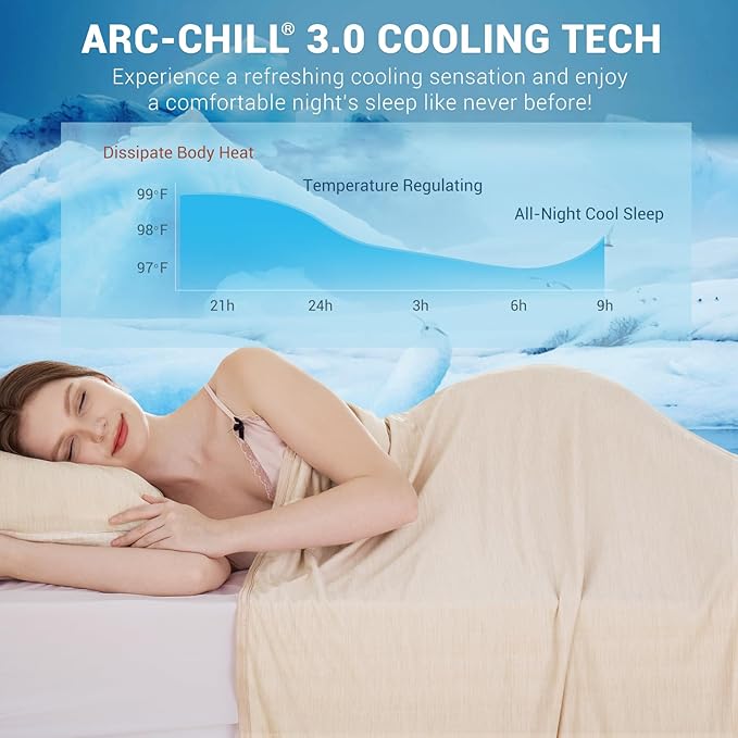Elegear Revolutionary Cooling Blanket Queen Size Absorbs Heat, Keep Adult/Children/Babies Cool on Warm Nights, Japanese Q-Max>0.4 Arc-Chill Cooling Fiber, Summer Blanket for Night Sweat - Beige,Adult