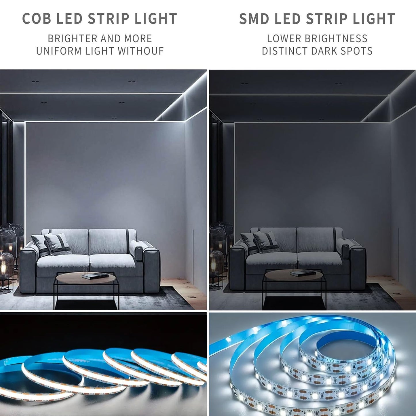Zslaifu 24V Cob Led Strip  Led Strip For Bedroom  Touch Dimmable Led Strips  White Led Light Strip  Cob Flexible Light For Bedroom Cabinet Vanity Mirror Diy Lighting