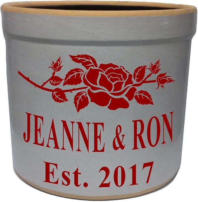 3 Gallon Personalized Stoneware Crock - Rose