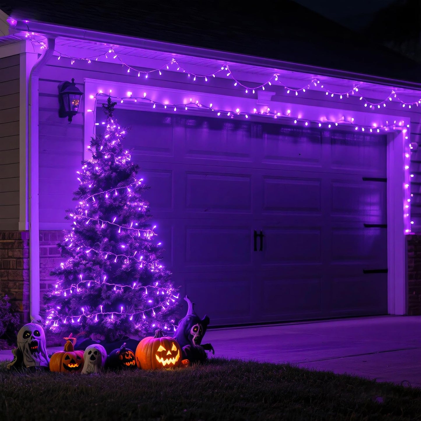 Einiiya 600 Led Purple Christmas Lights Indoor Outdoor  197Ft Christmas String Lights Waterproof 8 Modes Plug In Purple String Lights For Christmas Tree Bedroom Party Home Thanksgiving Decorations