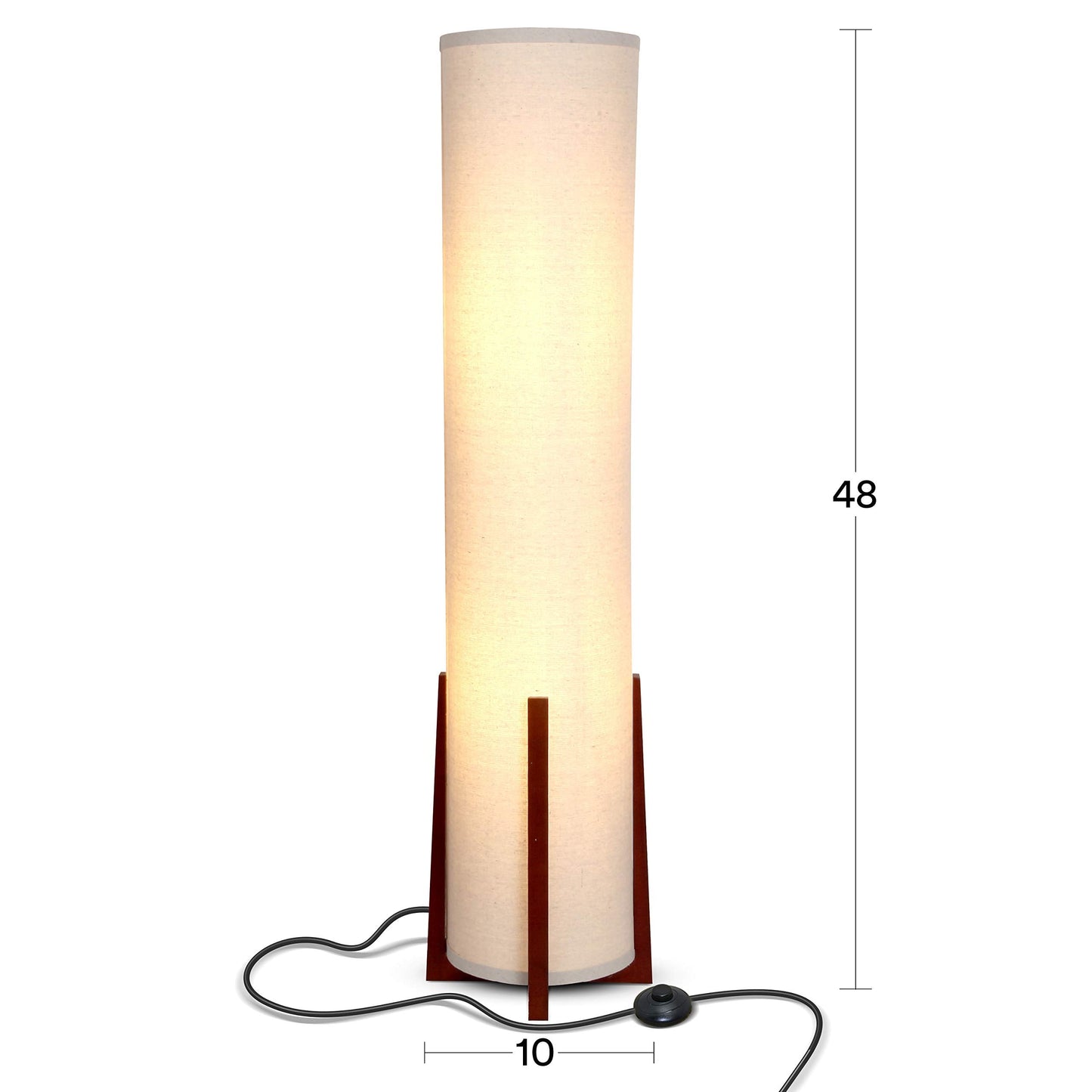 Brightech Parker Floor Lamp - 48 Inch Tall, Wood Frame, Brown, Asian Design for Living Rooms and Offices