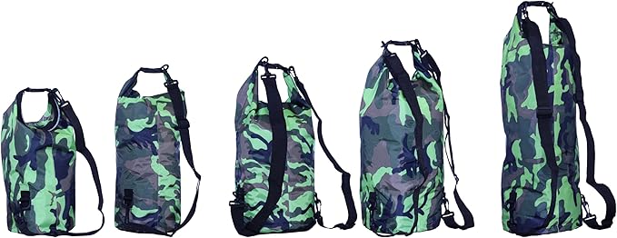 Waterproof Dry Bag Combo 5-30L Roll Top Dry Storage Bag Backpack for Kayaking Boating Beach Camping Travel Fishing, w/Phone Case & Collapsible Water Bottle & Sunglasses & Ear Band,Green 10L