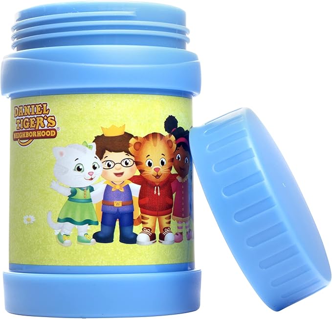 Daniel Tiger's Neighborhood Stainless Steel 13 oz Food Jar for Kids, Blue -Double Wall Insulated, Leak-Proof thermos Jar Keeps Liquids & Food Hot or Cold for Hours-Fits Inside All Lunch Boxes & Bags