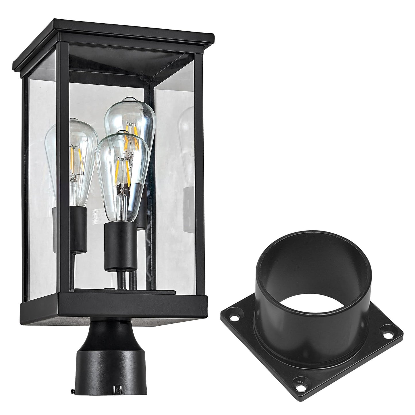Design House Mayfield Outdoor Post Top Light With 3-Inch Pier Base Mount Fitter  Black  590299