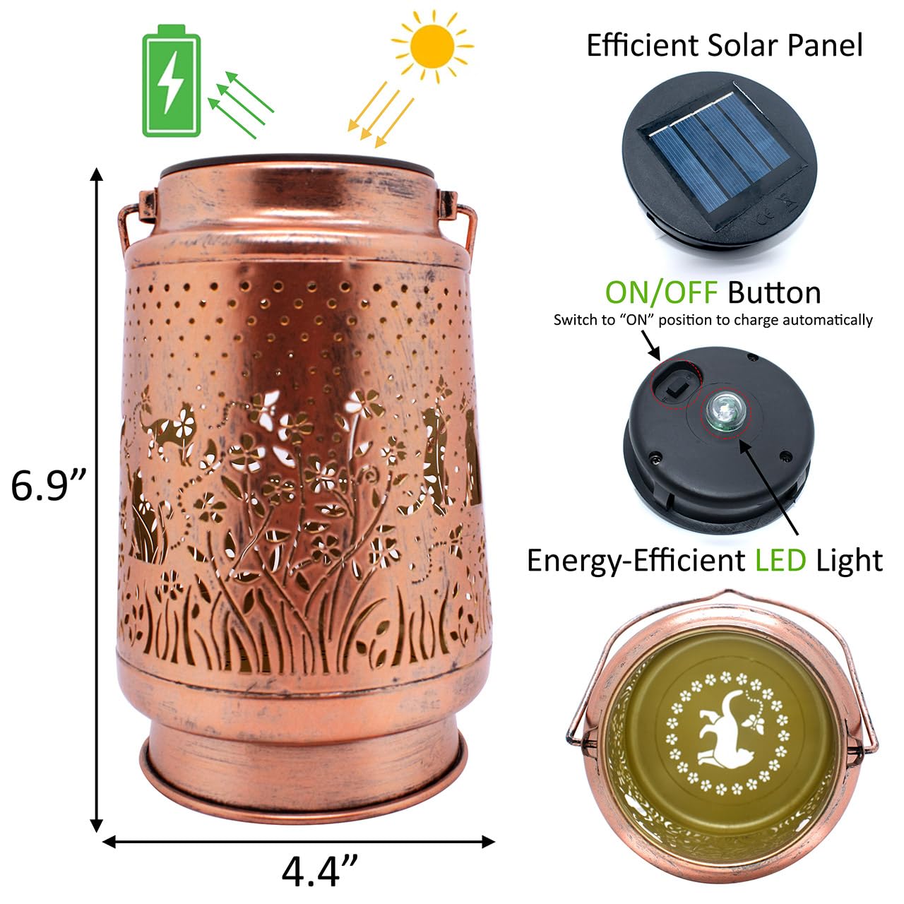 Cat Solar Lanterns Outdoor Waterproof  Hanging Solar Lantern Cat Lover Gifts For Women Mom Grandma  Solar Powered Metal Lanterns Outdoor Decorative Cat Solar Lights For Yard  Patio  Backyard  Porch