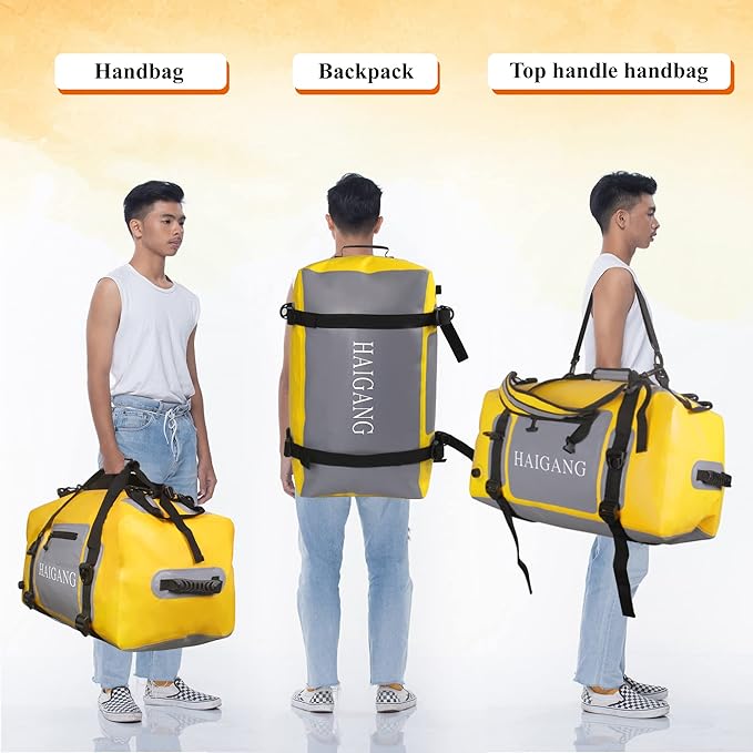 70L Waterproof Duffel Bag Travel Dry Bag, Large Capacity, Adjustable Thickened Straps and Handles, Zip Closure, Air Valve, Keep Equipment Safe, Suitable for Boating Rafting Motorcycle Kayaking