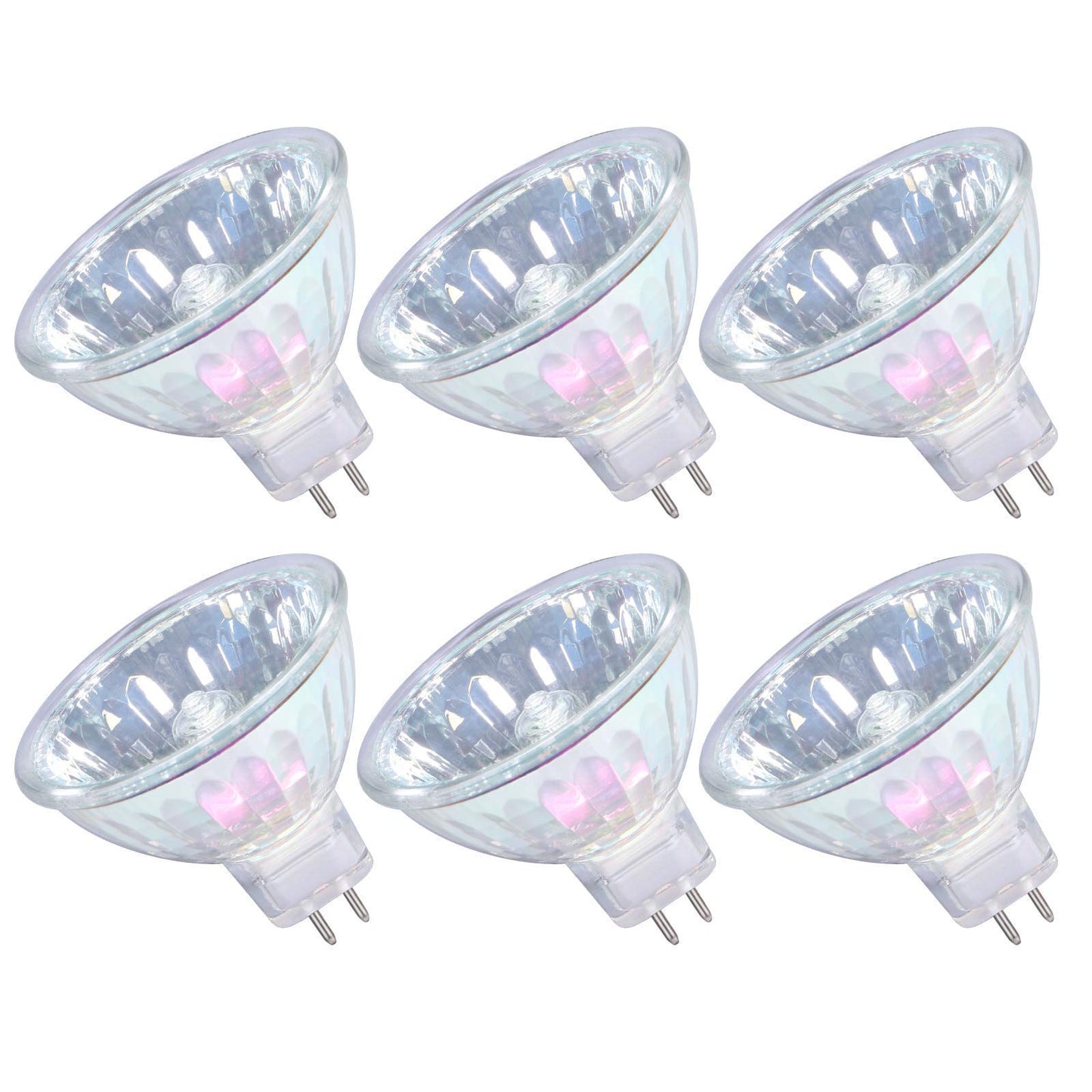 Gmy Mr16 Halogen Bulbs 50W 12V Gu5.3 Warm White Dimmable 6 Pack, Clear Glass Cover, 36° Beam Angle