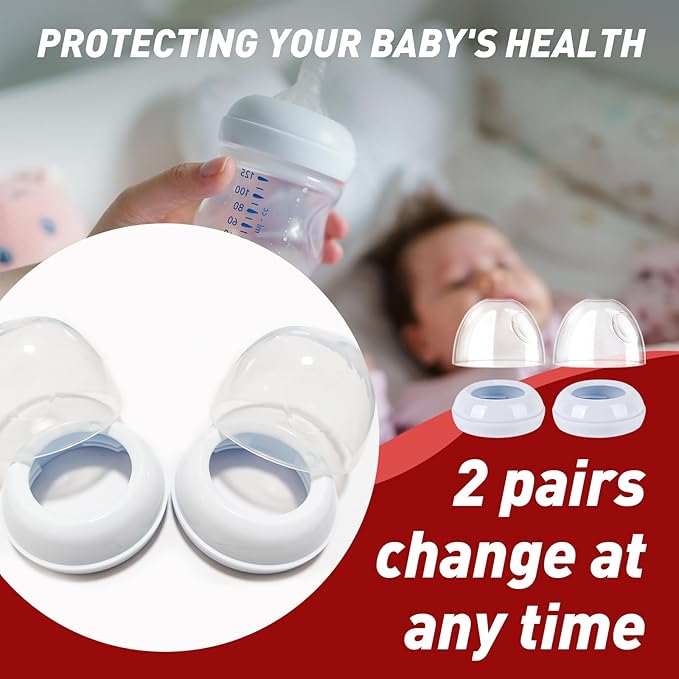 2-Pack Baby Bottle Rings and Caps for Philips Avent Natural Bottles, Replacement Screw Ring Collars, Baby Bottle Nipple Rings for Avent Natural Plastic and Glass Bottles