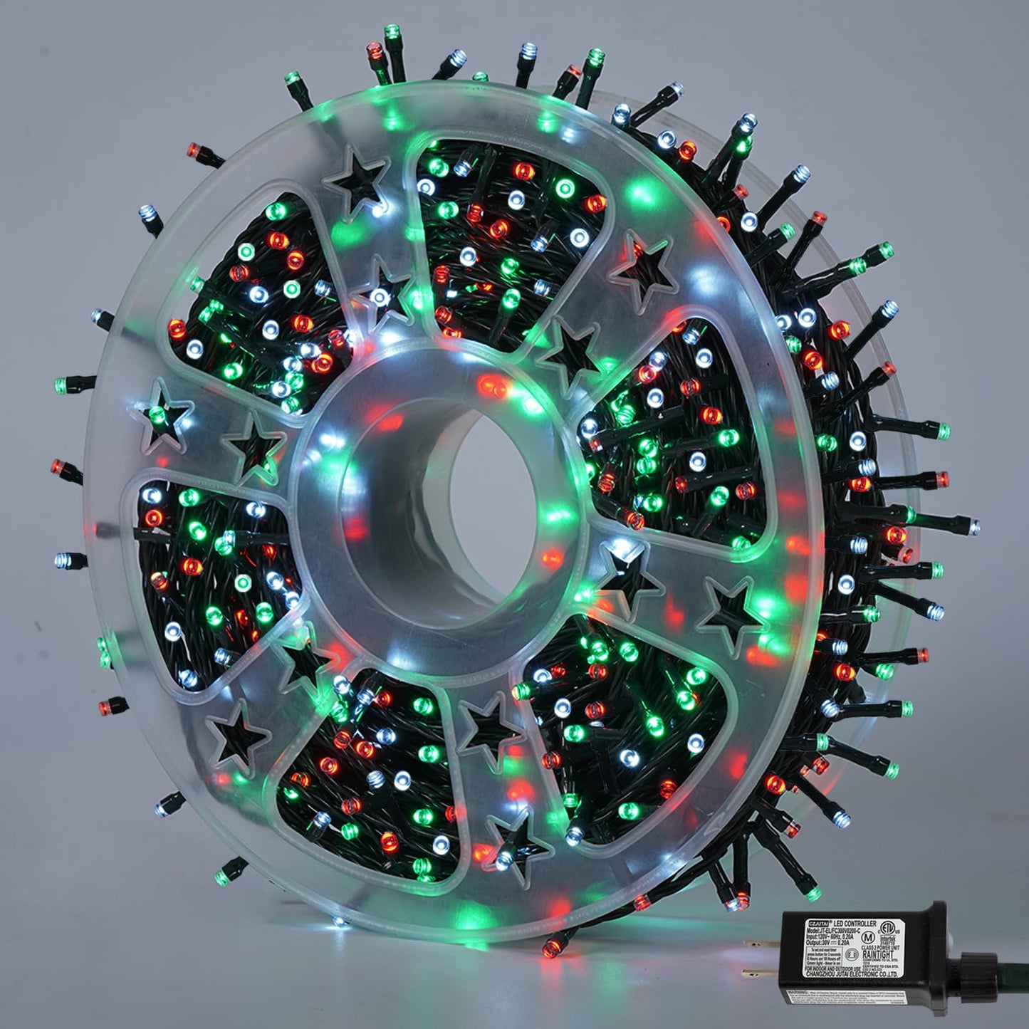 Yeguo 165Ft 500 Led Christmas Lights Outdoor Waterproof  8 Modes Red White And Green String Lights Plug In  Green Wire Twinkle Tree Lights Indoor With Timer Memory