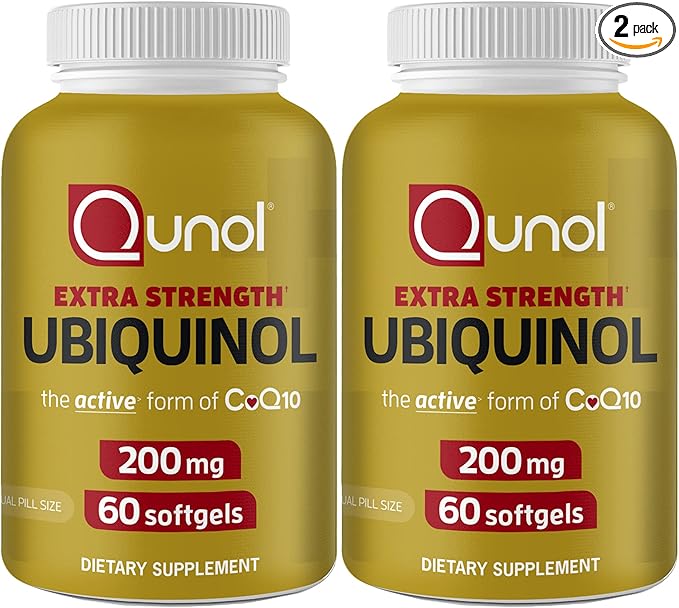 Qunol Ubiquinol CoQ10 200mg Softgels, Ubiquinol 200mg - Active Form of Coenzyme Q10, Antioxidant for Heart Health - 60 Count (Pack of 2)