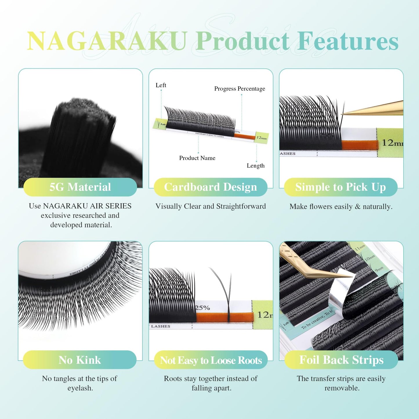 NAGARAKU Flying YY Eyelash Extensions Supplies Y lash Premade Fans 4D Russian Volume Y Shape Faux Mink Matte 12 rows Cluster pre
