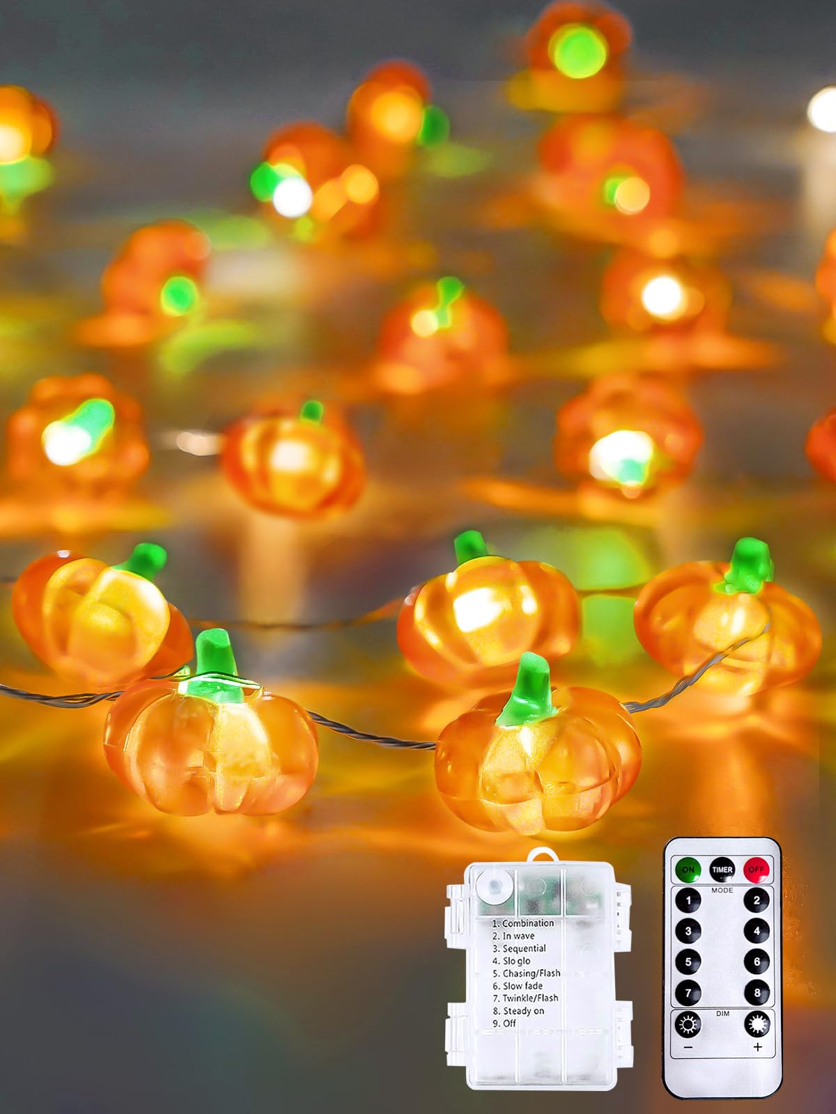 Fall Decorations 3D Pumpkin Fairy Lights Battery Operated With Remote  10Ft 30 Led Waterproof String Lights Outdoor Indoor With 8 Modes & Timer For Garland Harvest Party Thanksgiving Halloween Decor