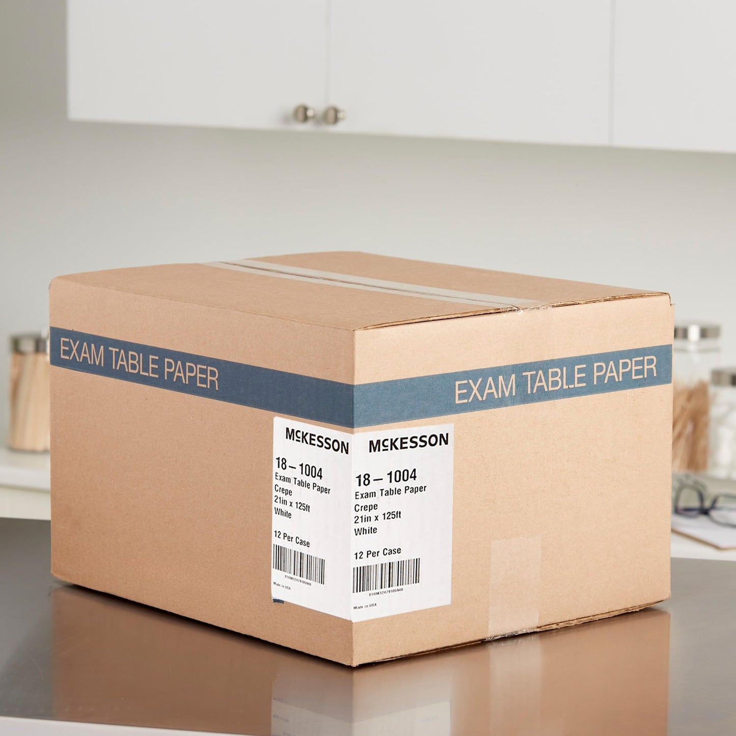 McKesson Medical Exam Table Paper Rolls [12 Rolls] – 21 in x 125 ft White Standard Crepe Disposable Bed Cover for Doctor, Spa, Diaper Changing, Waxing, Nursing, Chiropractor, Patternmaking, Tracing