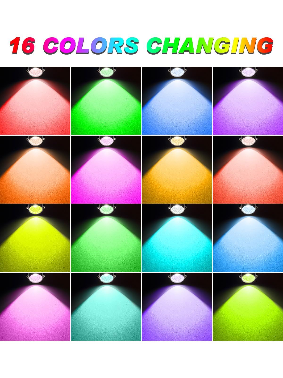 DOREIO RGBW Outdoor Spotlights, 10W Color Changing LED Landscape Lights, 2 Pack, Aluminum, Model HL-2R, Waterproof