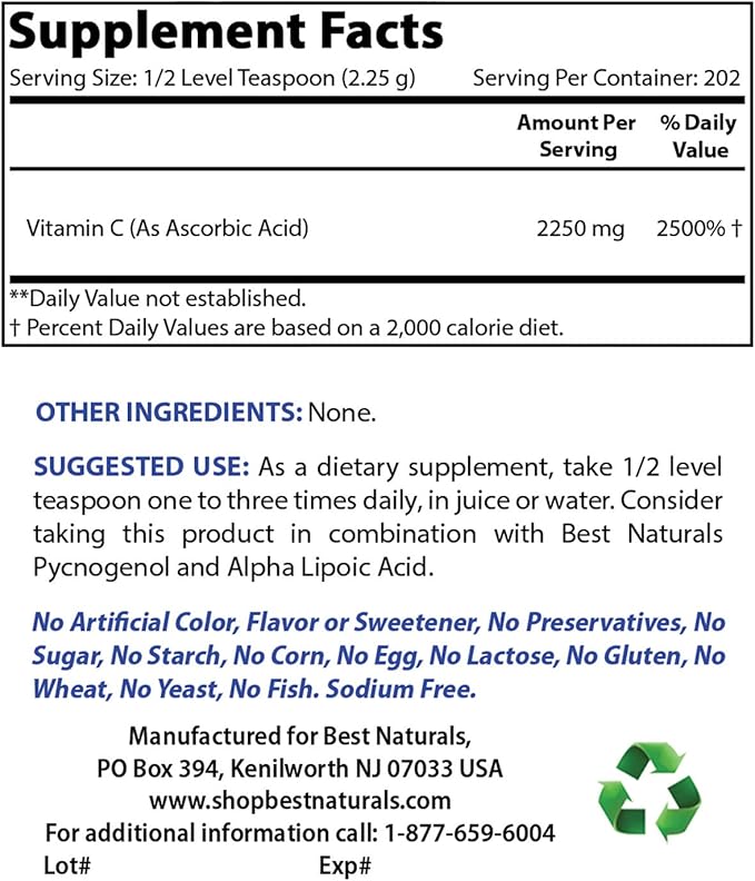 Best Naturals Hawthorn Berry 565 mg & Vitamin C Powder 1 lb