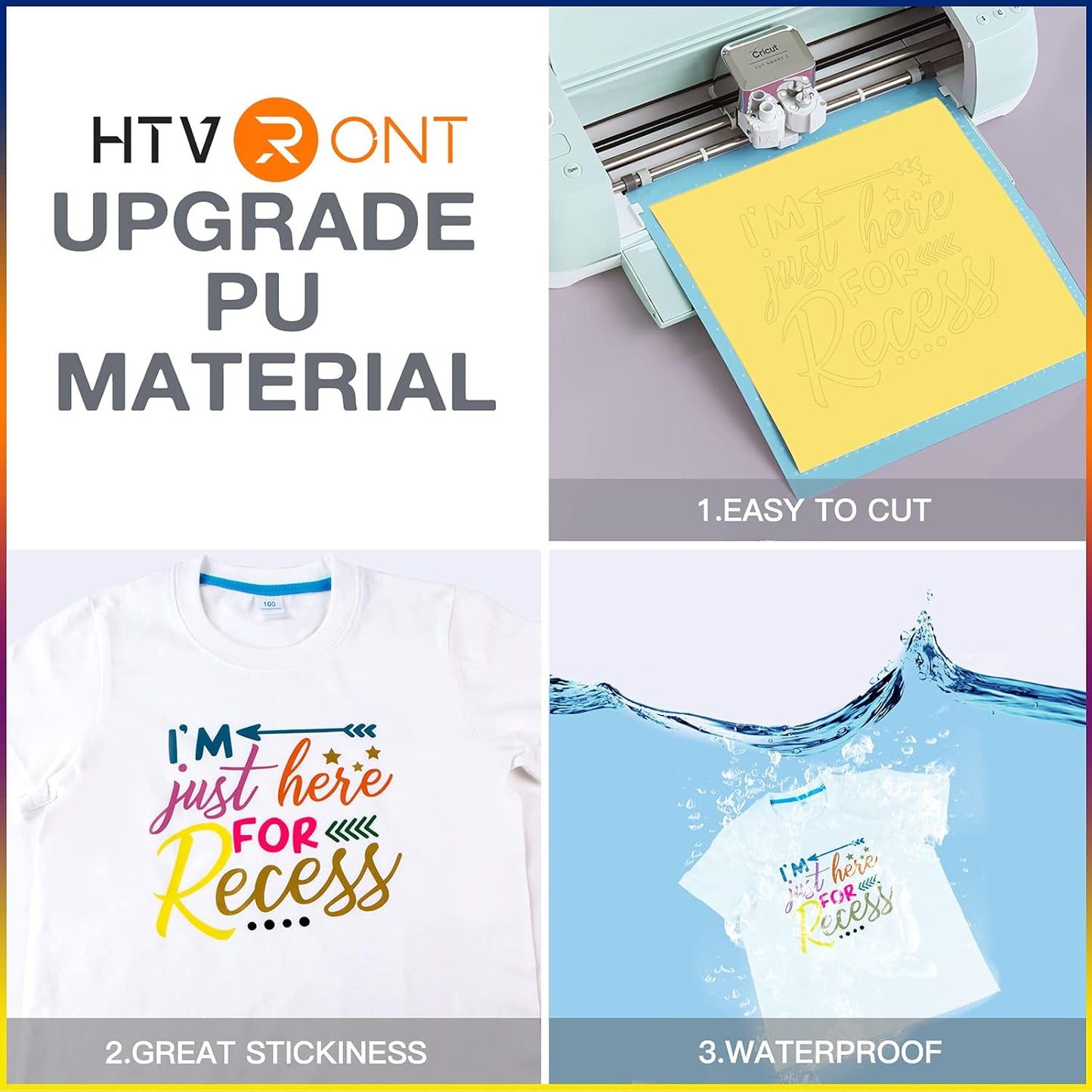 HTVRONT White HTV Heat Transfer Vinyl Bundle: 36 Pack 12" x 10" Iron on Vinyl for T-Shirt, Heat Transfer Vinyl Compatible with Cricut Cutting Machine, Silhouette Cameo or Heat Press Machine