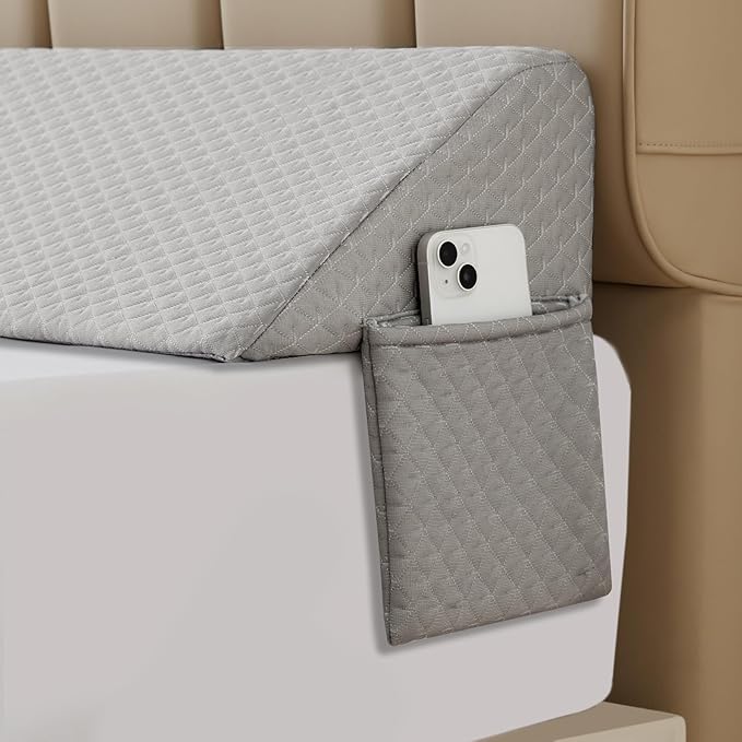 Queen Bed Wedge Pillow for Headboard, Bed Gap Filler, Mattress Gap Filler Queen, Fill The Gap (0-7") Between Headboard and Mattress (Grey, 60"x10"x6")
