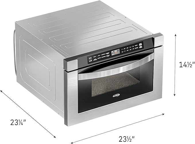 KoolMore 24 Inch Stainless-Steel Microwave Drawer with 1.2 cu. ft. Capacity, 1000W Power with 10 Custom Cooking Levels, Memory, and Timer Functions, Wall-Mounted with Flat Bottom (KM-MD-1SS)