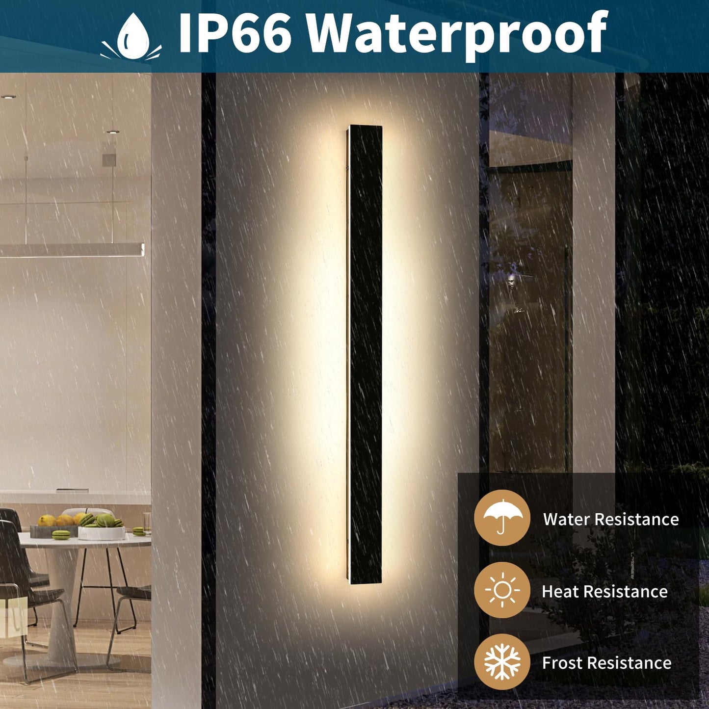 Daoseolo 57inch LED Dimmable Outdoor Wall Sconce with Remote Control, IP65 Waterproof, Iron Material
