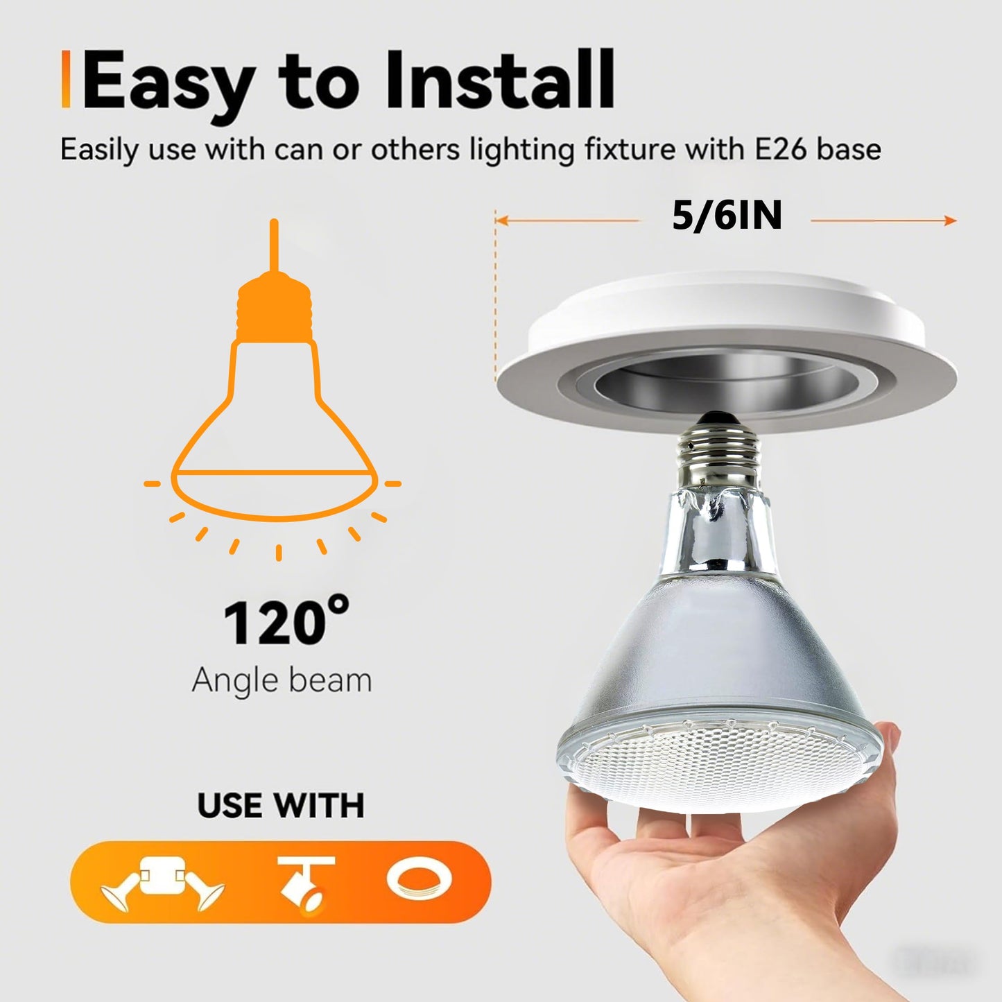 Misdood Par30 Long Neck Halogen Flood Light Bulbs 120V 75W  Dimmable Par30 Led Light Bulb Replacement  E26 Medium Base  2700K Warm Lighting  3000 Hours For Recessed Light Bulb(6 Pack)