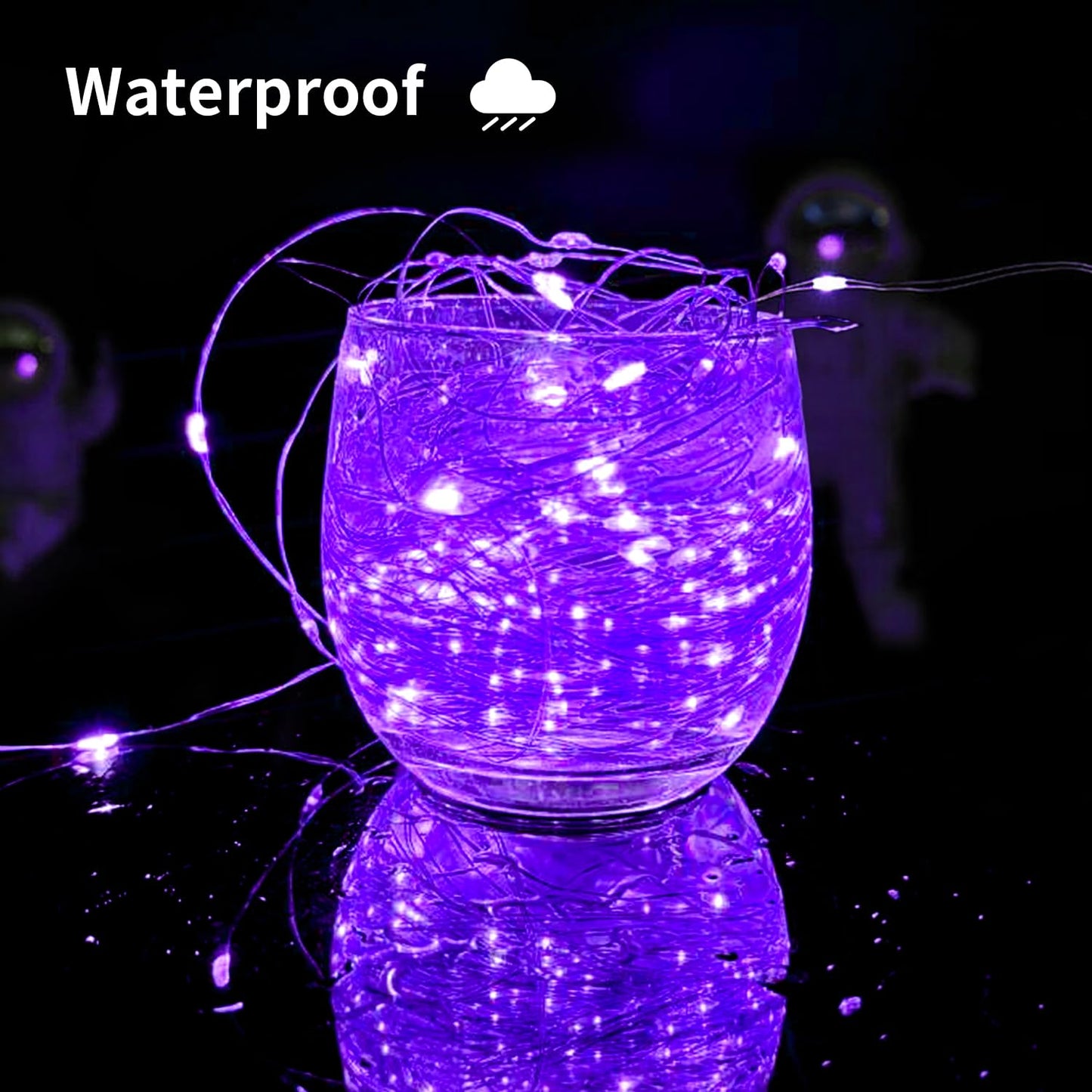 2 Pack Solar String Lights Outdoor  33 Feet 100 Leds 8 Modes Solar Fairy Lights For Outside  Waterproof Outdoor Light For Patio Yard Christmas Tree Halloween Wedding Party Decorations  Purple