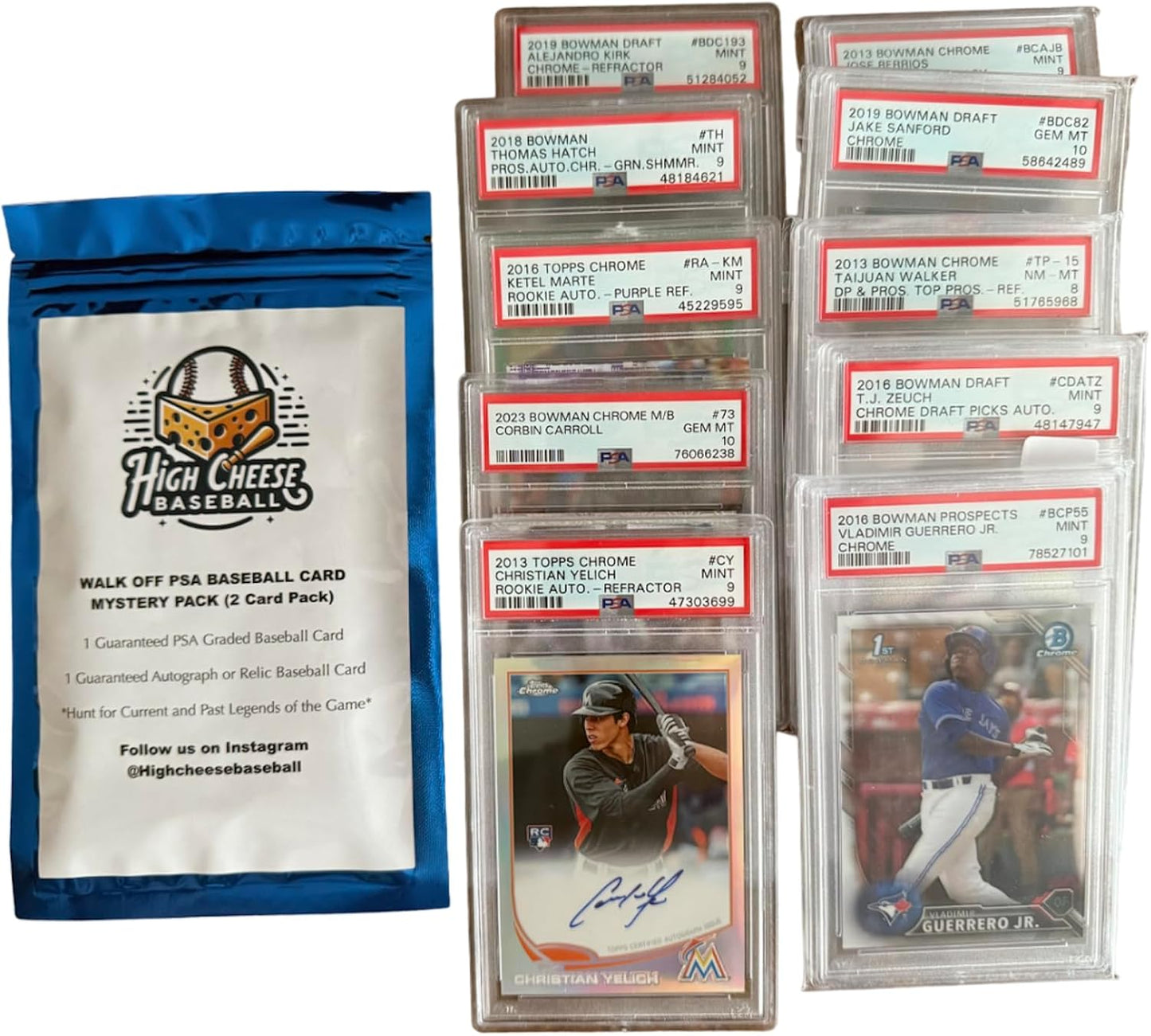 High Cheese Baseball Walk Off Mystery Pack - 2 Cards, 1 PSA Graded & 1 Autograph/Relic Ungraded