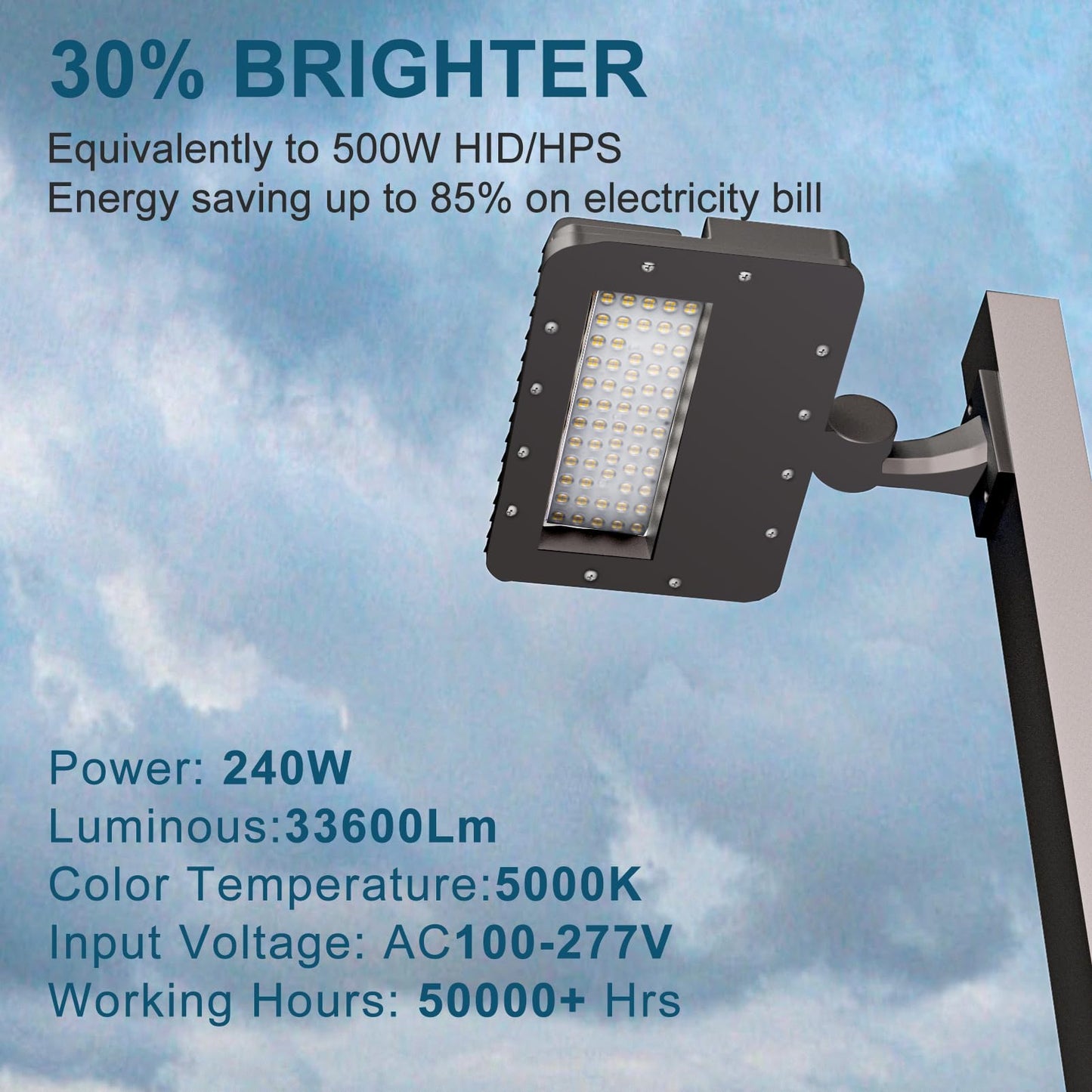 Lightdot 240W(240X1W Led) Parking Lot Lighting 36000Lm 5000K Parking Lot Lights With Dusk To Dawn Photocell  Ip65 Arm Mount Outdoor Led Street Lighting-4Pack (Coverage: 66~88Ft At Height:30~40Ft)