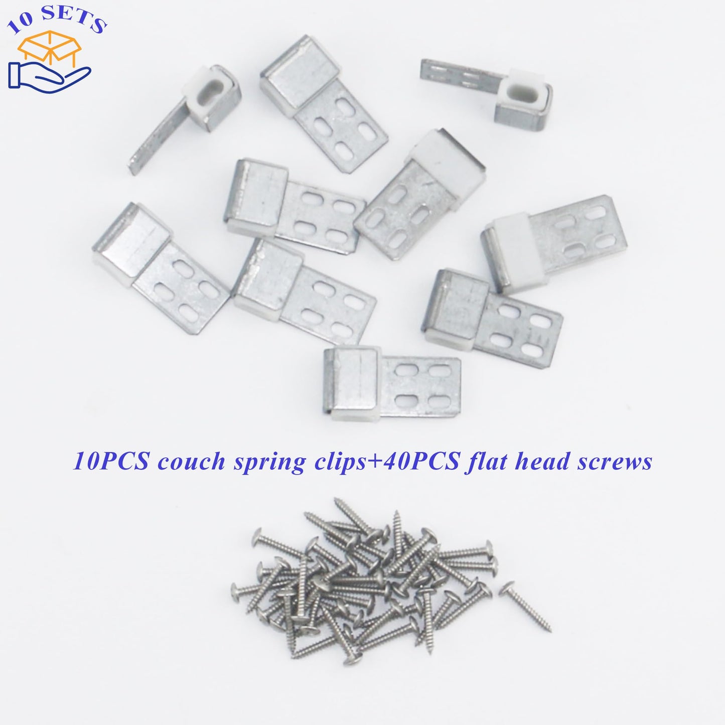 LXLVOUEG 10 PCS Couch Spring Clips Furniture Upholstery Spring Clips Repair Kit, Ek Clips S Clips Spring Clips for Chair Couch Sofa Replacement Parts(Included 40 Screws), 4 Holes, 15.7"x8.6"