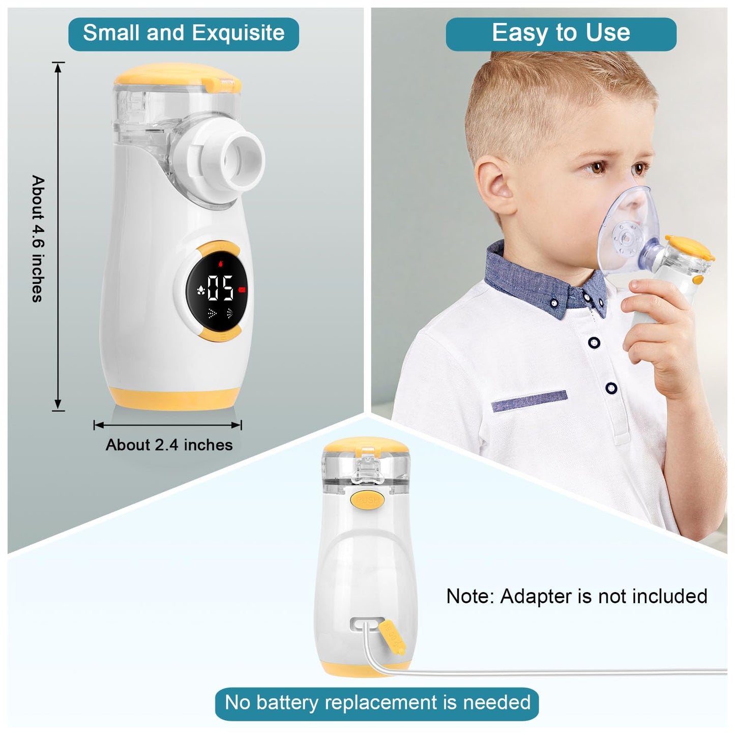 Nebulizer - Portable Nebulizer for Adults and Kids, Ultra-Quiet Nebulizer Machine with Intuitive LED Interface and Auto-Cleaning Travel and Home Use