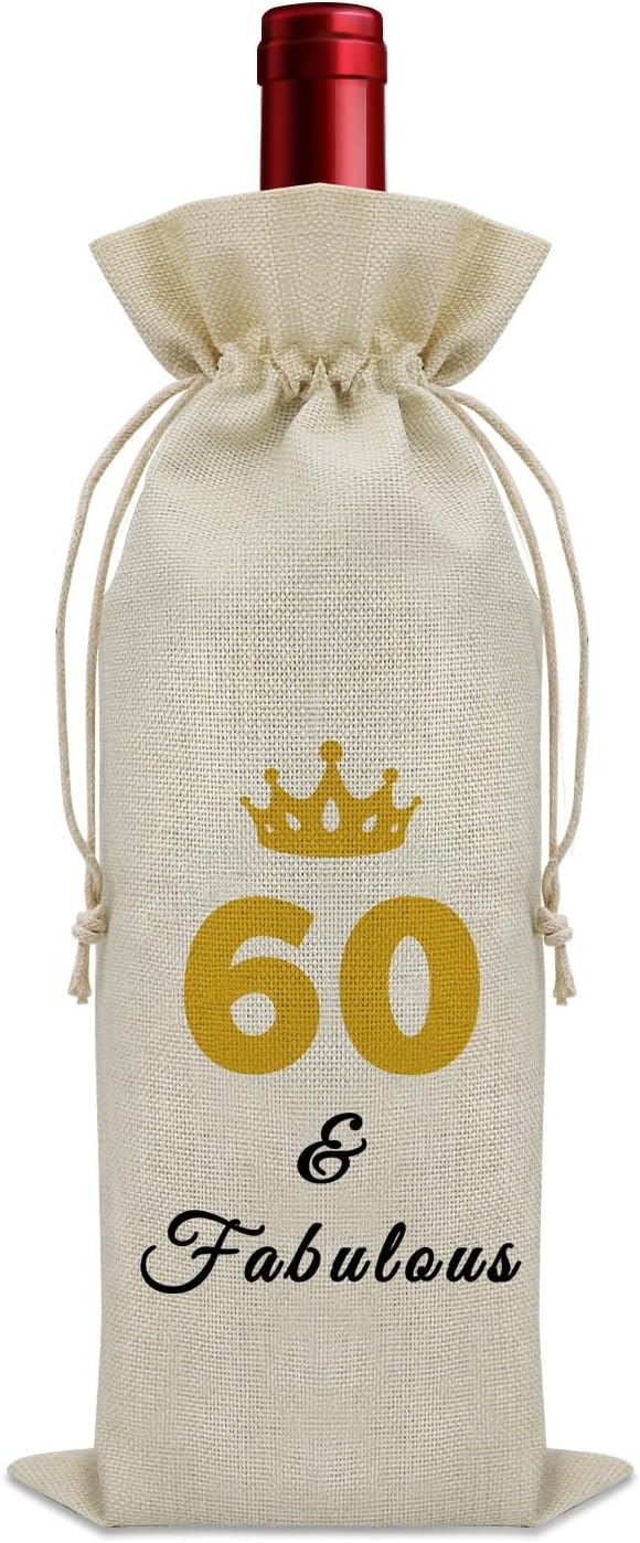 Sazuwu 60 Years Old Birthday Gifts for Women Men Wine Bag Gifts for Someone Turning Sixty 1964 Birthday Gifts Wine Accessories Gifts for Wine Lovers Happy 60th Birthday Gifts for Mom Dad