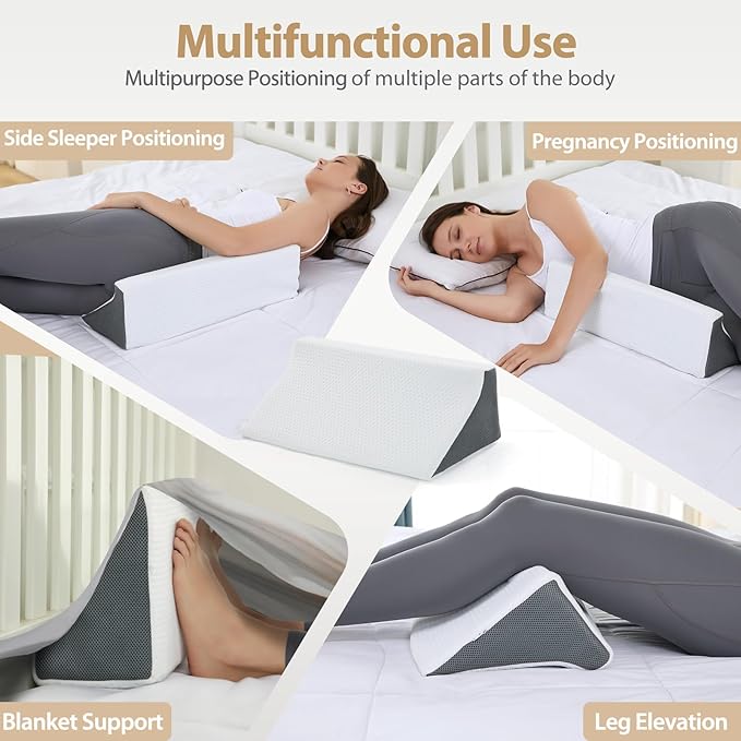 Wedge Pillow for Sleeping, Side Sleeper Body Back Positioners for Back Pain, Preventing Bedsores, After Surgery, Pregnancy Support, Ankle Support, Bed Wedge Pillow for Side Sleepers