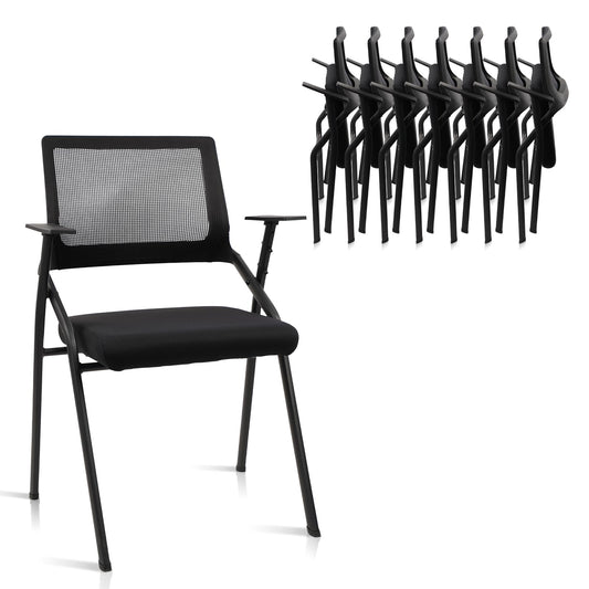 CLATINA Stackable & Foldable Office Chairs with Ergonomic Lumbar Support and Thickened Seat Cushion, Folding Mesh Fabric Reception Guest Chair for School Church Conference Waiting Room Black (8 pk)